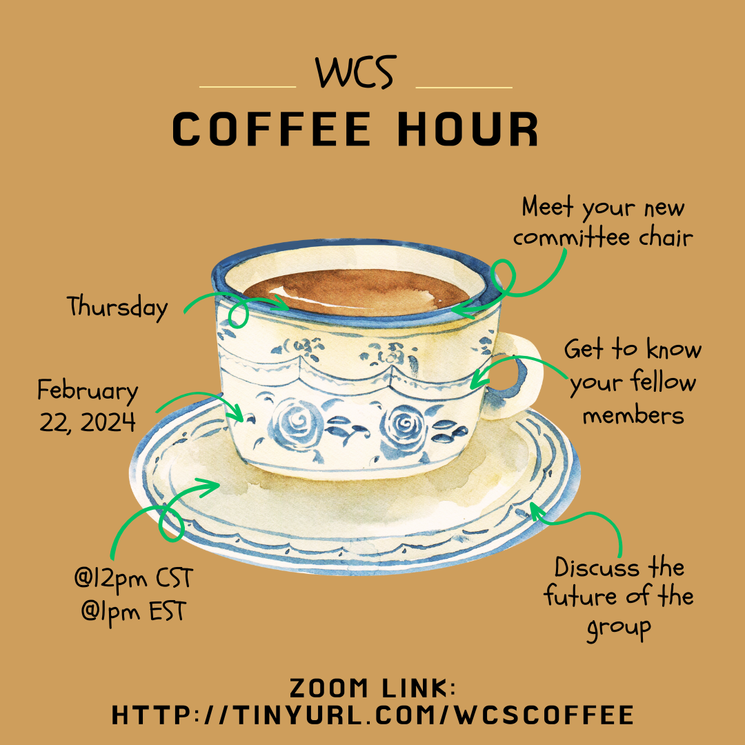 Drawing of a coffee cup with event details in margins